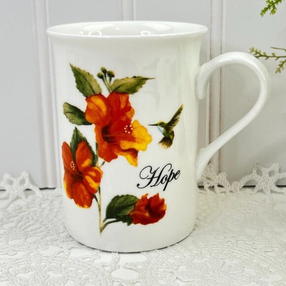 Fisher Home Set of 4 Bone China Coffee Mugs Floral Christian Inspirational 8 Oz - Picture 6 of 10